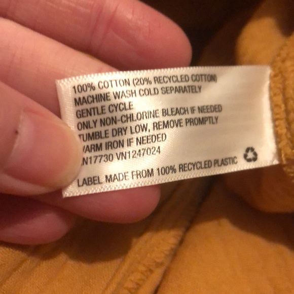 Universal Thread Mustard Gold Balloon Sleeve Gauze Dress Midi Tie Waist Henley - Picture 4 of 5